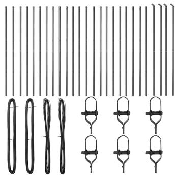 Zaunpfosten 26 Stück Grau Ø32 mm 170 cm Galvanisiertes Stahl