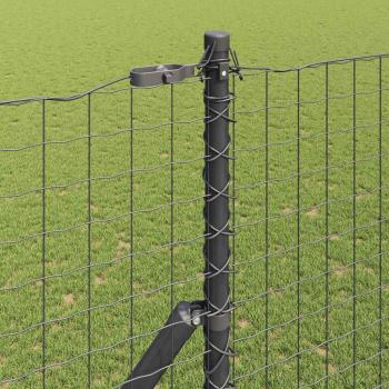 Zaunpfosten 52 Stück Grau Ø32 mm 200 cm Galvanisiertes Stahl