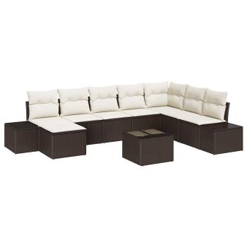 8 Teile Garten Sofa Set mit Kissen Grau Poly Rattan
