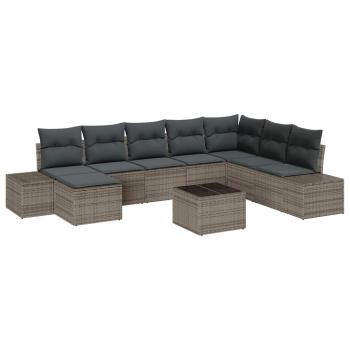 8-teiliges Garten Sofa Set mit Kissen Schwarz Poly Rattan