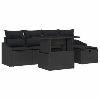 Gartensofa-set 6 stk. Schwarz Poly-Rattan