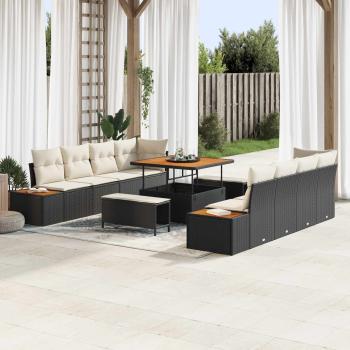 ARDEBO.de - Gartensofa-set mit Kissen 11 pcs Schwarz und Creme
