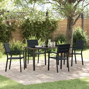 ARDEBO.de - 5 Teile Garten Esstisch Set Schwarz HDPE