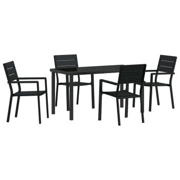 5 Teile Garten Esstisch Set Schwarz HDPE