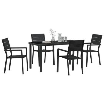 5 Teile Garten Esstisch Set Schwarz HDPE