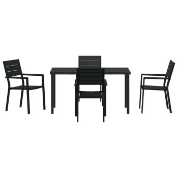 5 Teile Garten Esstisch Set Schwarz HDPE