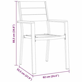 5 Teile Garten Esstisch Set Schwarz HDPE