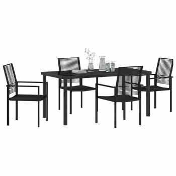 5-teiliges Garten-Esszimmer-Set Schwarz PVC-Rattan