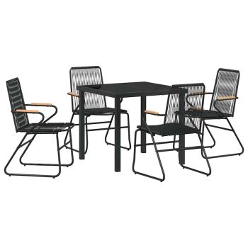 5-teiliges Garten-Dining-Set Schwarz PVC-Rattan