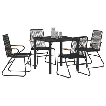 5-teiliges Garten-Dining-Set Schwarz PVC-Rattan