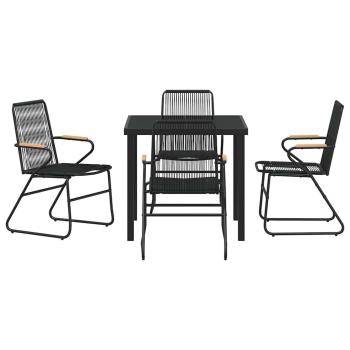 5-teiliges Garten-Dining-Set Schwarz PVC-Rattan
