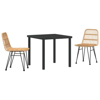 3-teiliges Garten-Ess-Set in Braun aus Poly-Rattan