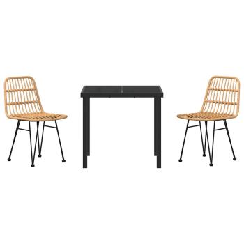 3-teiliges Garten-Ess-Set in Braun aus Poly-Rattan