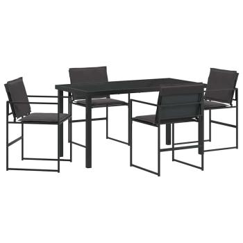 5-teiliges Garten-Dining-Set mit Kissen schwarz Textilene und Stahl
