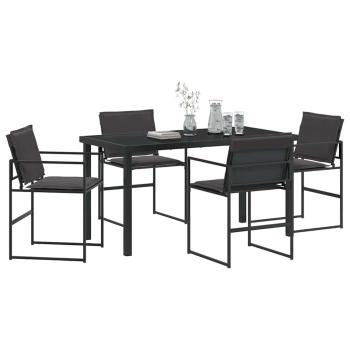5-teiliges Garten-Dining-Set mit Kissen schwarz Textilene und Stahl