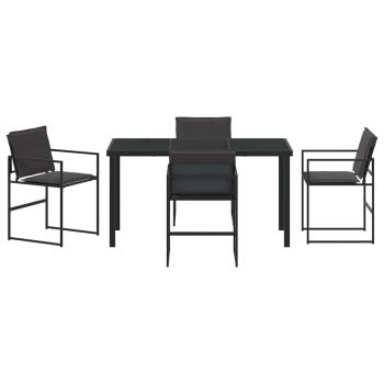 5-teiliges Garten-Dining-Set mit Kissen schwarz Textilene und Stahl