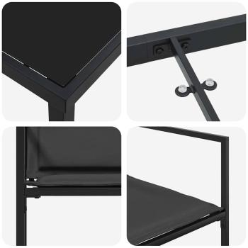 5-teiliges Garten-Dining-Set mit Kissen schwarz Textilene und Stahl