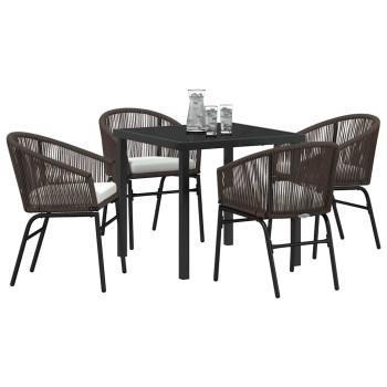 5-teiliges Garten-Essset Braun Poly-Rattan