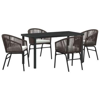 5-teiliges Garten-Essgruppen-Set aus braunem Poly-Rattan