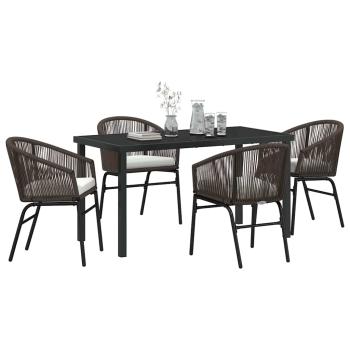 5-teiliges Garten-Essgruppen-Set aus braunem Poly-Rattan