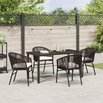 5-teiliges Garten-Essgruppen-Set aus braunem Poly-Rattan