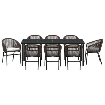 9-teiliges Garten-Ess-Set Braun Poly-Rattan