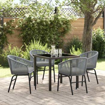 ARDEBO.de - 5-teiliges Garten-Esszimmer-Set Graues Poly-Rattan