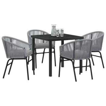 5-teiliges Garten-Esszimmer-Set Graues Poly-Rattan
