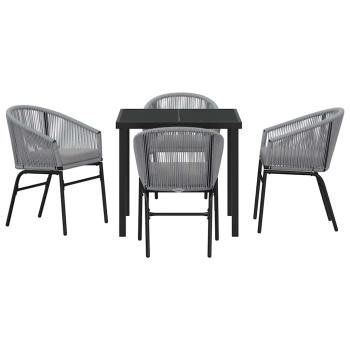5-teiliges Garten-Esszimmer-Set Graues Poly-Rattan