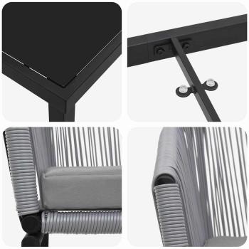 5-teiliges Garten-Esszimmer-Set Graues Poly-Rattan