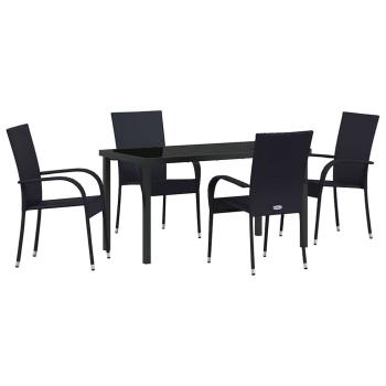 5-teiliges Garten-Ess-Set Schwarz Poly-Rattan