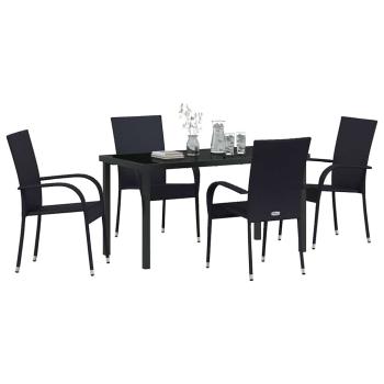 5-teiliges Garten-Ess-Set Schwarz Poly-Rattan