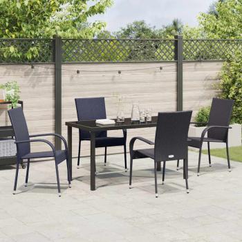 5-teiliges Garten-Ess-Set Schwarz Poly-Rattan
