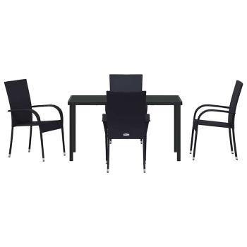 5-teiliges Garten-Ess-Set Schwarz Poly-Rattan