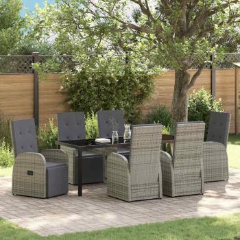 ARDEBO.de - Garten Essgruppe 7 stk. Grau Poly-Rattan
