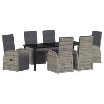 Garten Essgruppe 7 stk. Grau Poly-Rattan