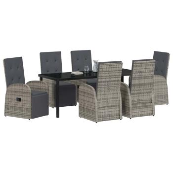 Garten Essgruppe 7 stk. Grau Poly-Rattan