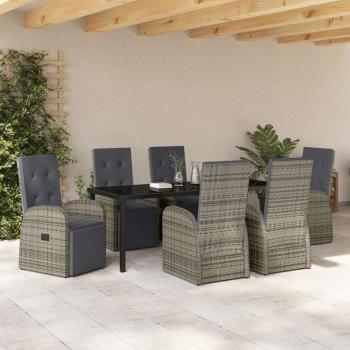 Garten Essgruppe 7 stk. Grau Poly-Rattan