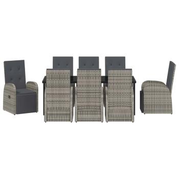 Garten Essgruppe mit Kissen 9 pcs Grau Poly-Rattan