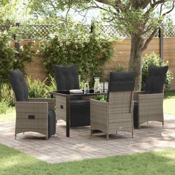 ARDEBO.de - 5-teiliges Gartenset mit Kissen Grau Poly-Rattan