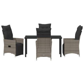 5-teiliges Gartenset mit Kissen Grau Poly-Rattan