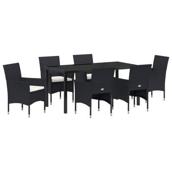 7-teiliges Garten-Esszimmer-Set Schwarz Poly-Rattan