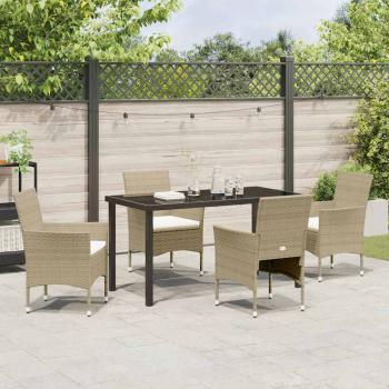 5-teiliges Garten-Essset Beige Poly-Rattan