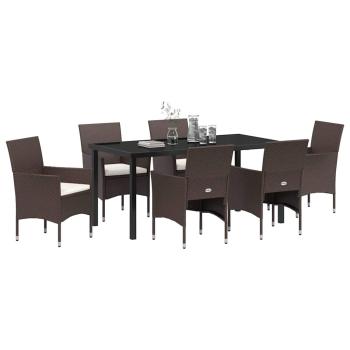 7-teiliges Garten-Essset Braun Poly-Rattan