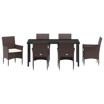7-teiliges Garten-Essset Braun Poly-Rattan