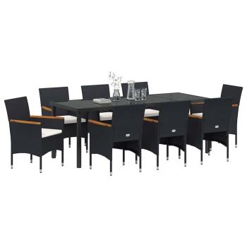 Garten Essgruppe 9 stk. Schwarz Poly-Rattan