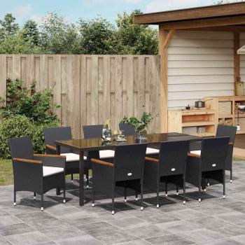 Garten Essgruppe 9 stk. Schwarz Poly-Rattan