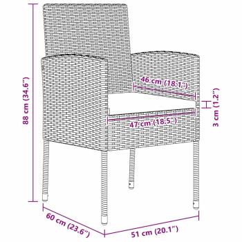 7-teilige Garten Essgruppe mit Kissen, schwarzes Poly Rattan