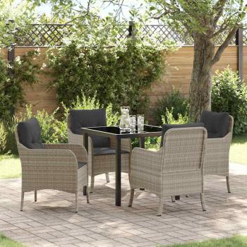 ARDEBO.de - 5-teiliges Garten-Ess-Set mit Kissen Hellgrau Poly-Rattan