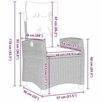 3-teiliges Garten-Esstischset mit Kissen Braun Poly Rattan